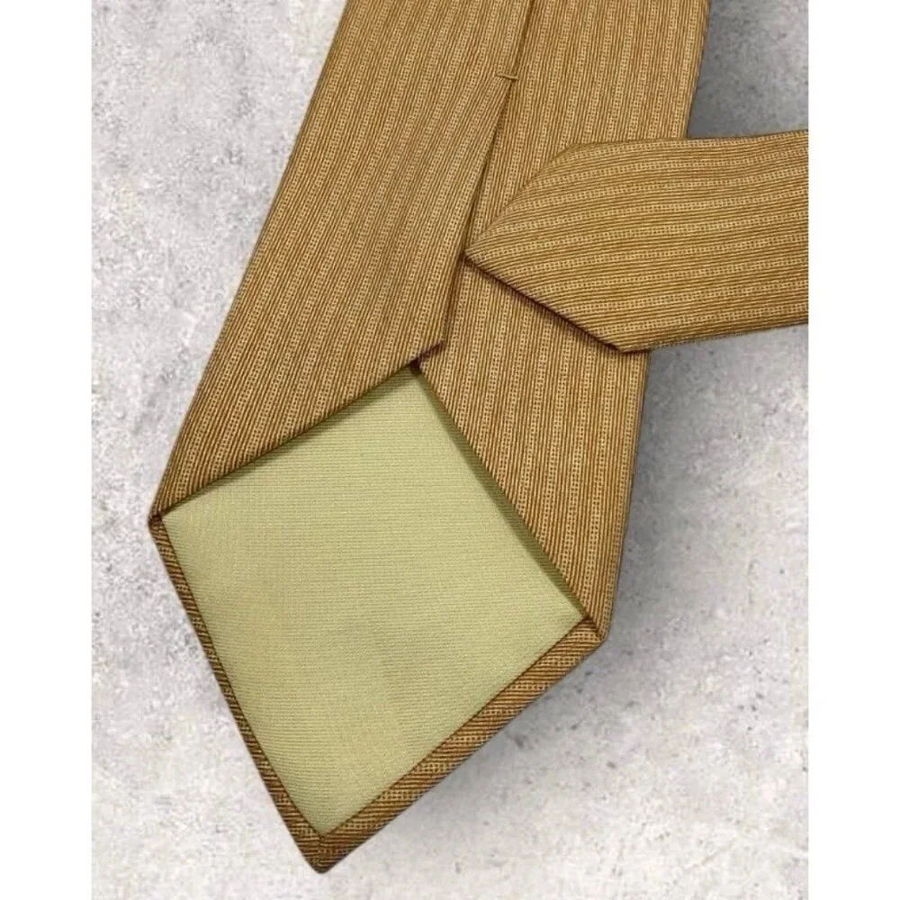 HERMÈS 148 TA Silk Tie FRANCE Beige Striped Geometric W:3.5" EUC - Picture 5 of 6
